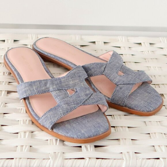 Anthropologie Shoes - Anthropologie Avec Les Filles Blaye Chambray Slide Sandals Flip Flops Flats 7
